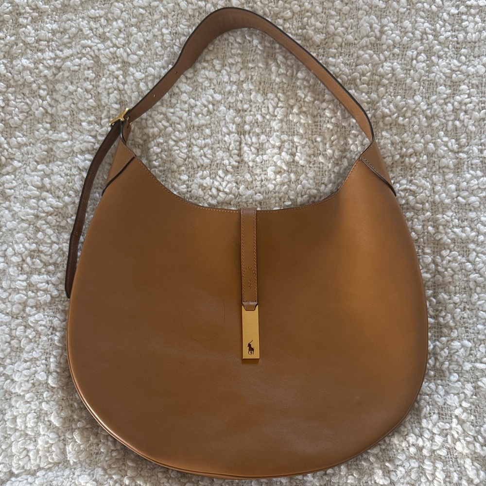 Ralph Lauren ID Brown Leather Hobo Bag